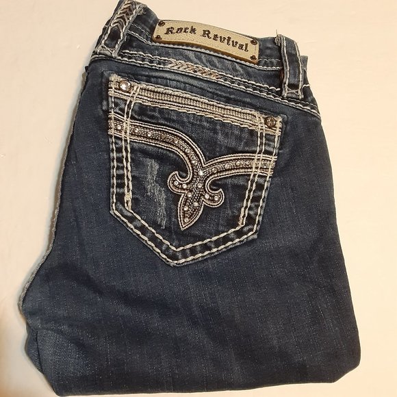Rock Revival Women's Embellished Mei Skinny Ankle Jeans in Size 29 - Picture 1 of 9